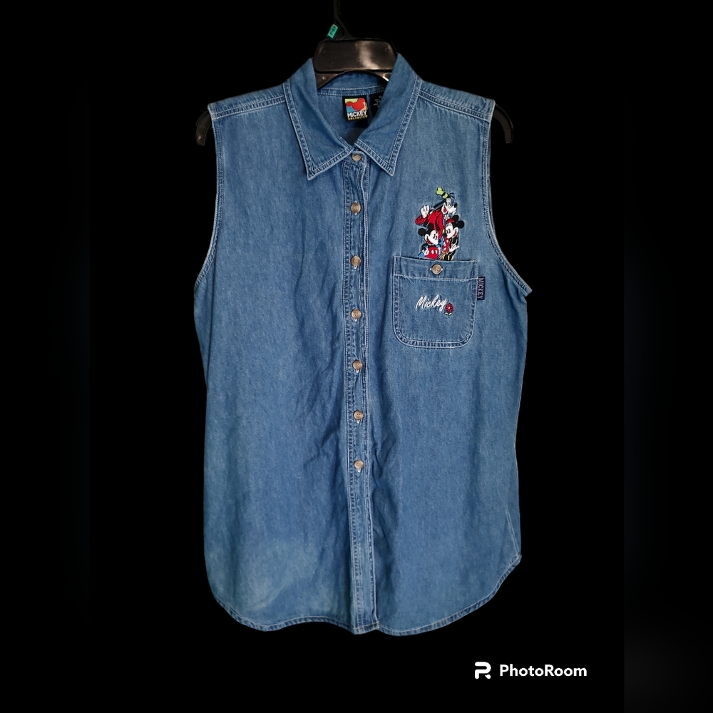 Vintage Mickey Unlimited XL 100% Cotton Button Up Collared Shirt